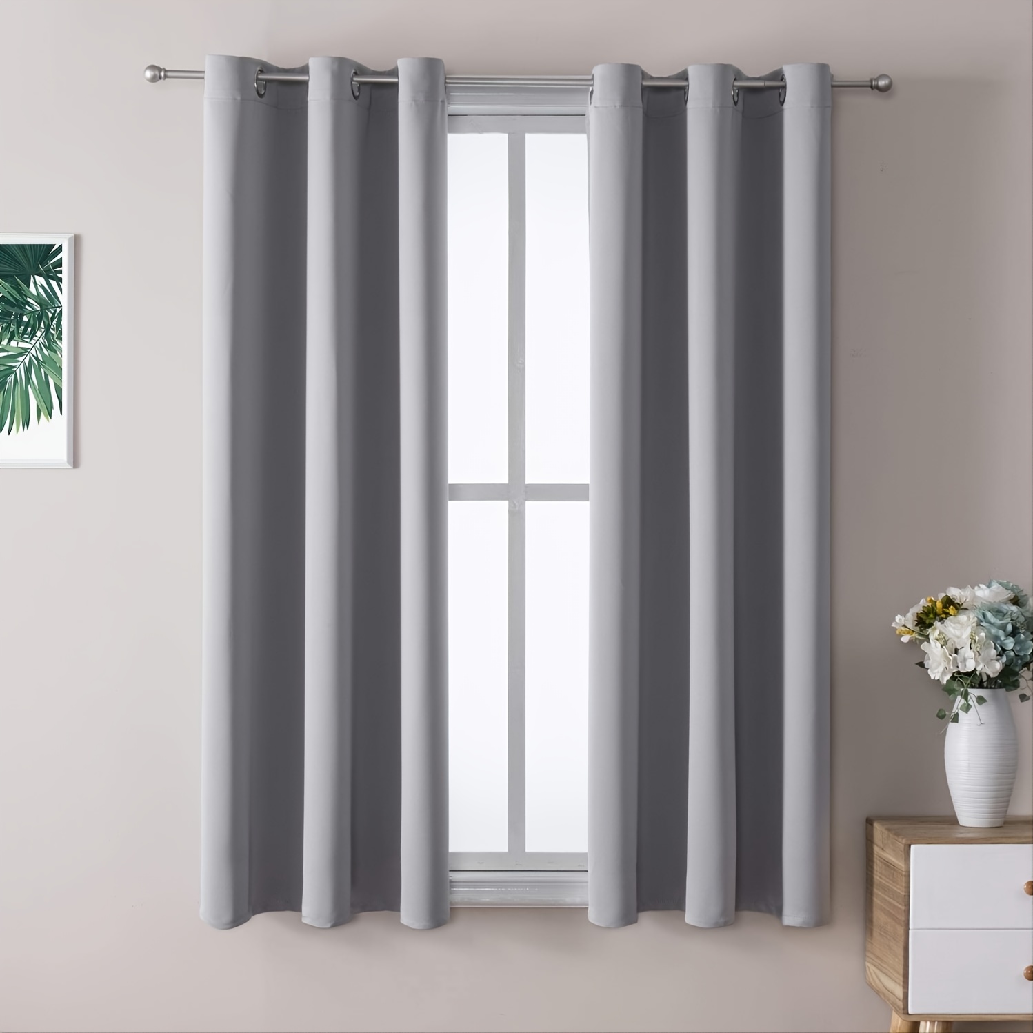Cortinas opacas para dormitorio, color beige, cortina opaca térmica con  ganchos cortinas de ahorro de energía con aislamiento para la decoración de  la