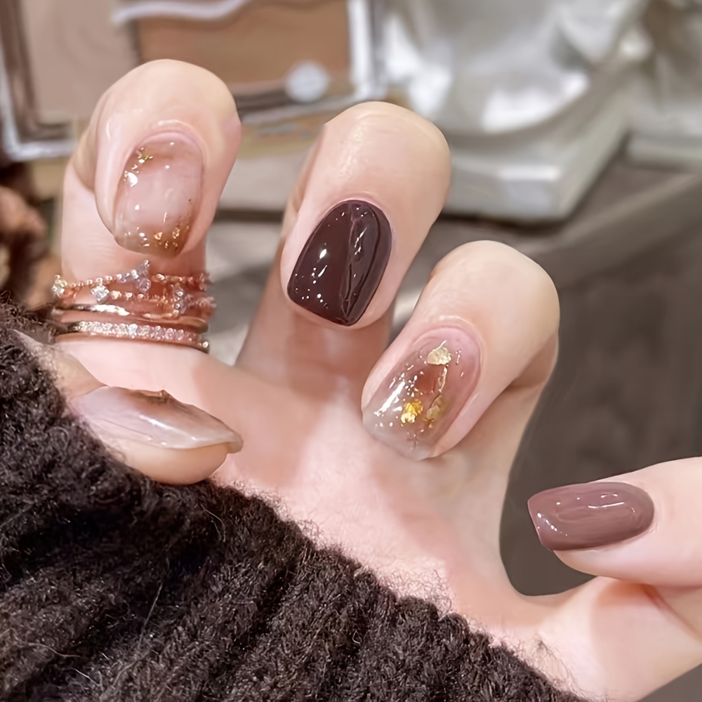 Fall Maple Leaf Press on Nails Fake Nails French Long Coffin Ballerina  False Nails Autumn Thanksgiving Dark Red Full Cover Design Acrylic  Artificial