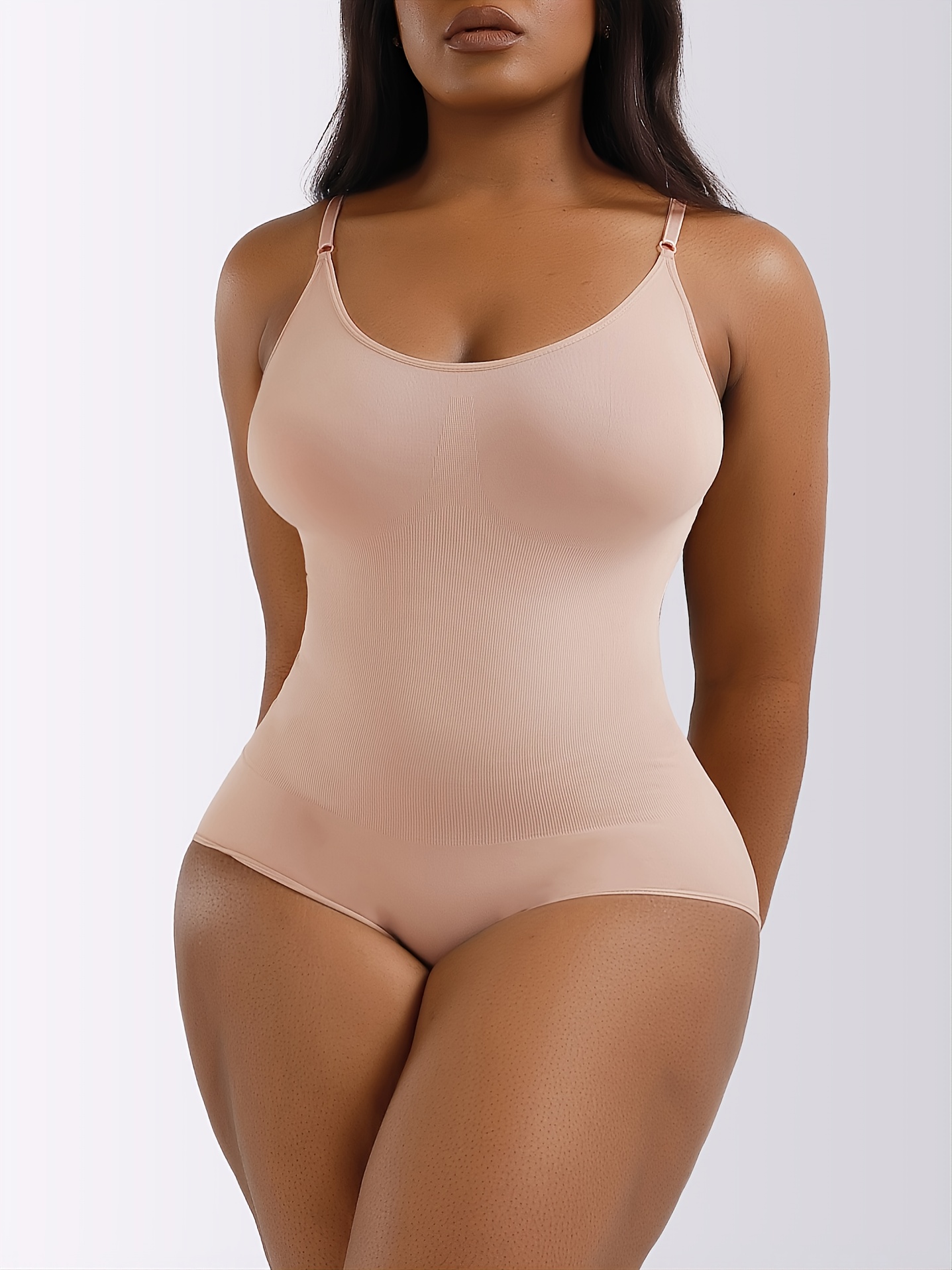 Women's Simple Shapewear Bodysuit, Plus Size Solid Seamless Long Sleeve Tummy  Control Slimming Body Shaper, Shop On Temu And Start Saving