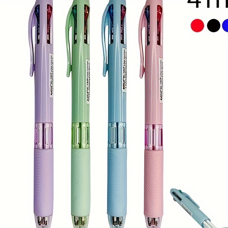 

4pcs Retractable Multicolor Ballpoint Pens - Smooth Writing, Refillable Ink In Black/blue/green/red, 0.7mm Tip