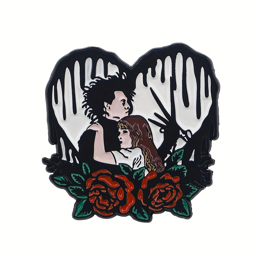 

1pc Gothic Love Enamel Pin, Alloy Brooch With Rose And , Fashion Accessory For Backpacks And Clothing, Unique Men's Jewelry Gift