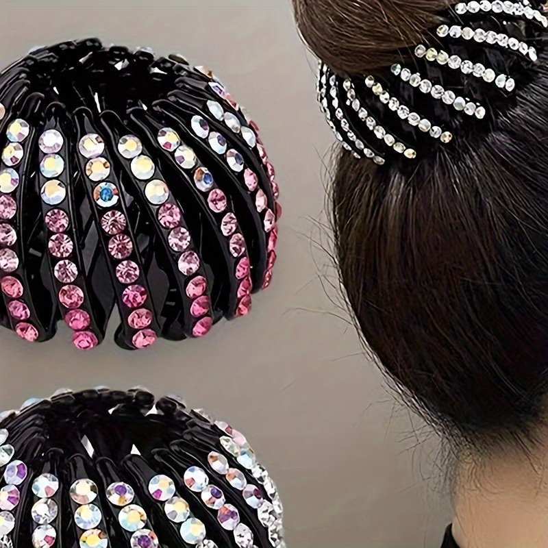 

2 Pcs Crystal Bird Nest Hair Clip Rhinestone Ponytail Holder Hairpin For Women Hair Styling Accessories Headwear