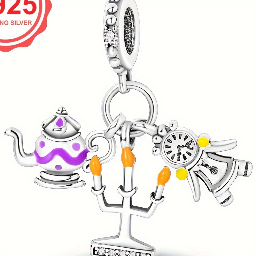 

1pc 925 Sterling Silver Diy Bracelet Beauty And The Pendantcharms For Women Luxury Fashion Jewelry Gift