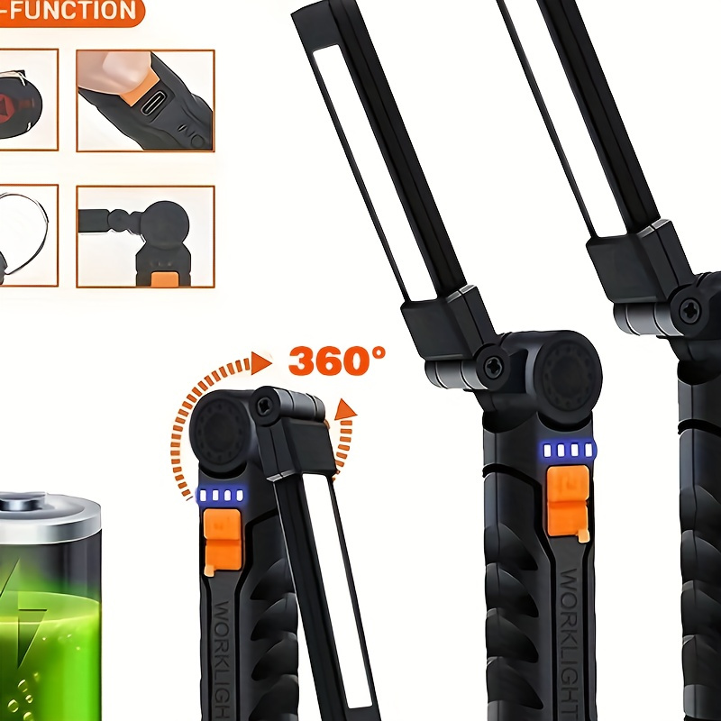 

2pcs Usb Rechargeable Led Handheld Flashlights, With Magnetic Base, Outdoor Portable Lamp With Hook, Made Of Abs Material For Camping Hiking Bbq Outdoor Activities