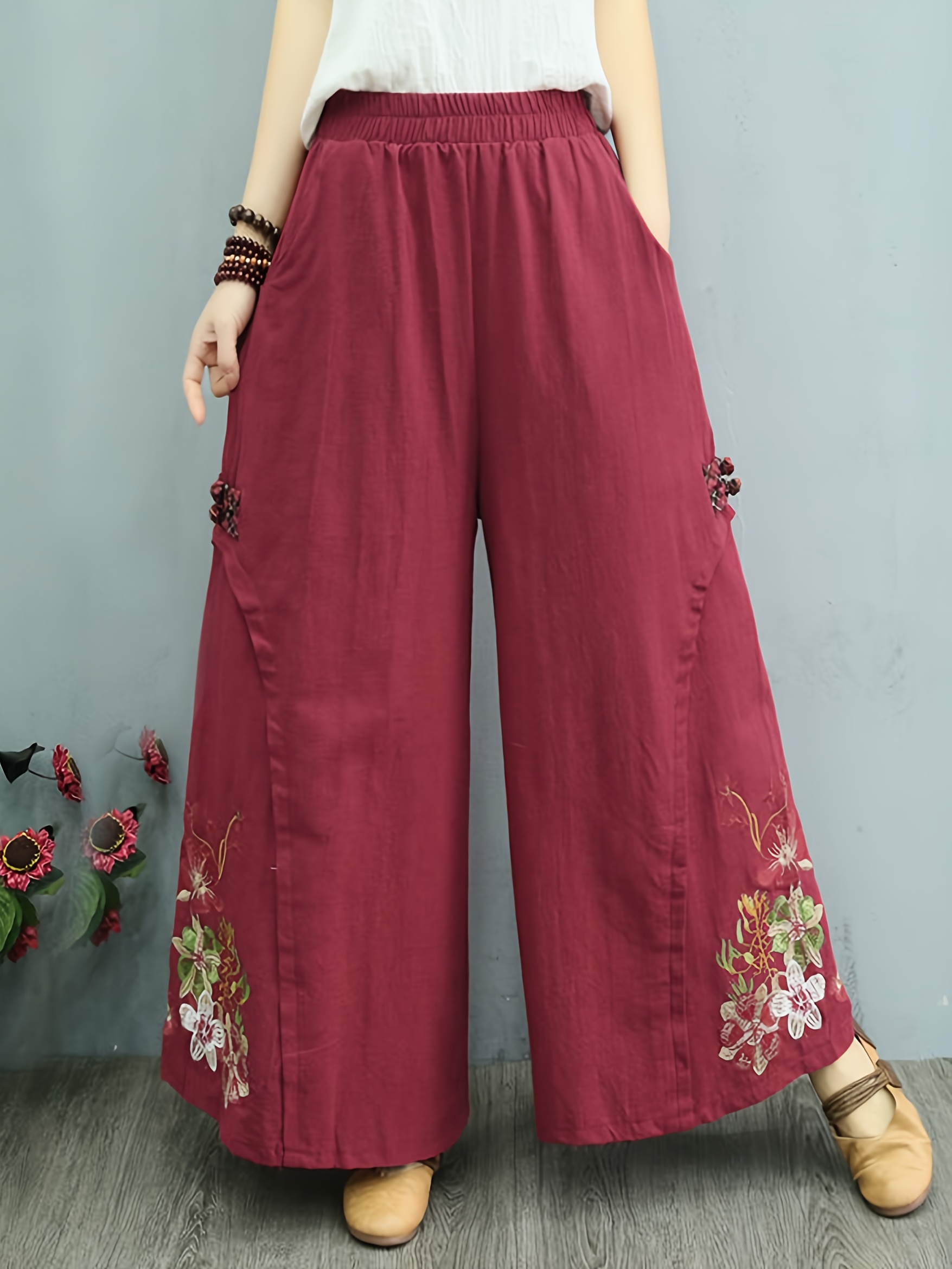 elasticated waist cotton ladies trousers