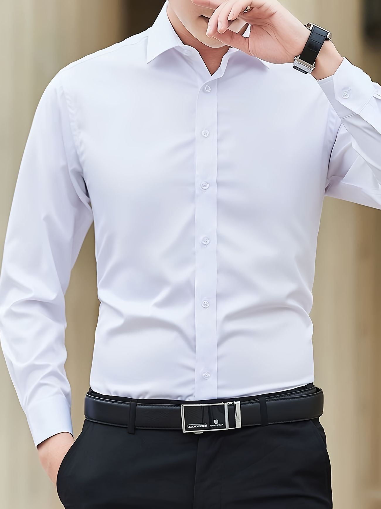 Camisa De Vestir Para Hombre Camisa Formal De Negocios Para Primavera Y  Otoño | Servicio Al Cliente 24/7 | Temu