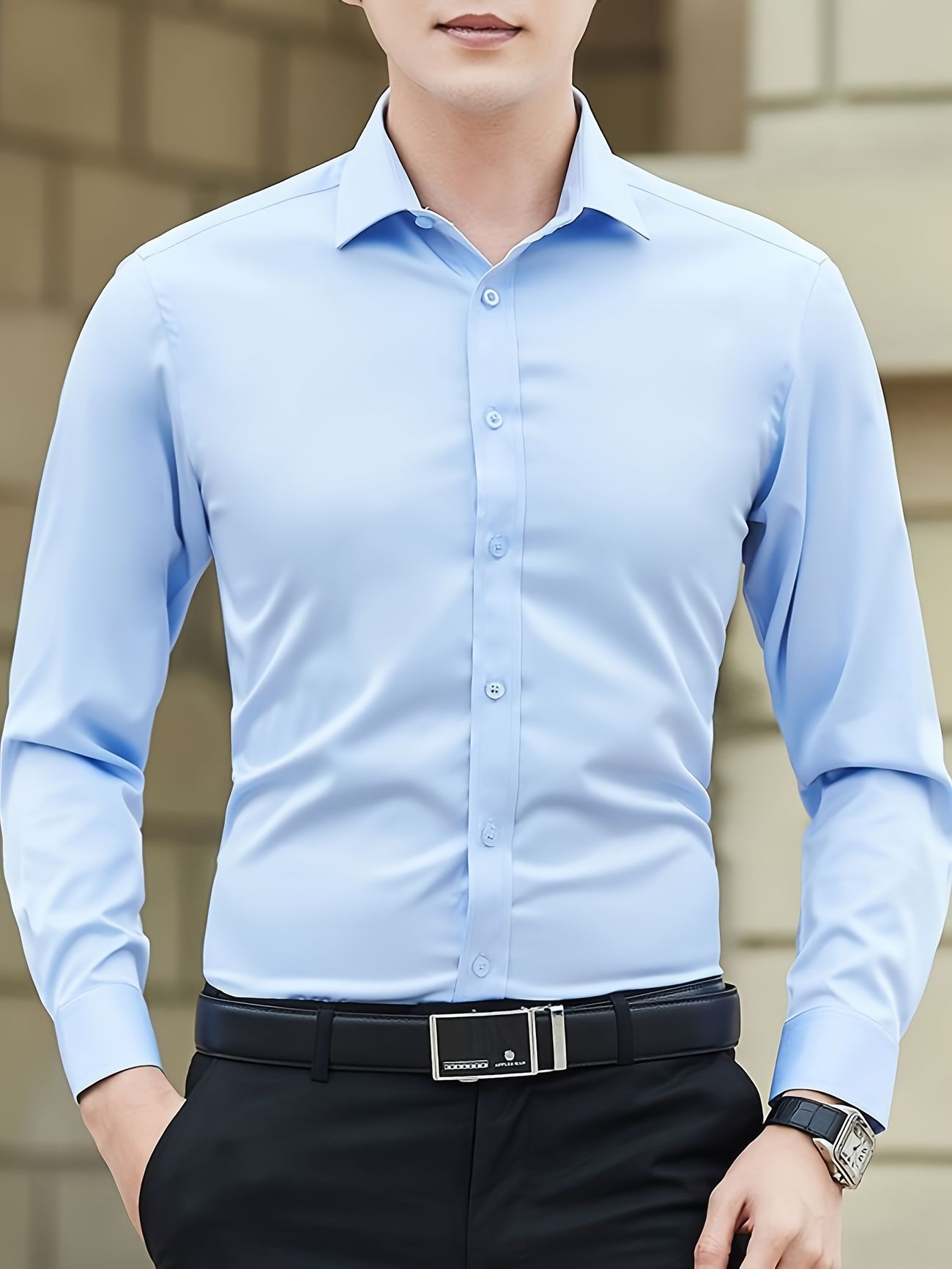 Camisa De Vestir Para Hombre Camisa Formal De Negocios Para Primavera Y  Otoño | Servicio Al Cliente 24/7 | Temu