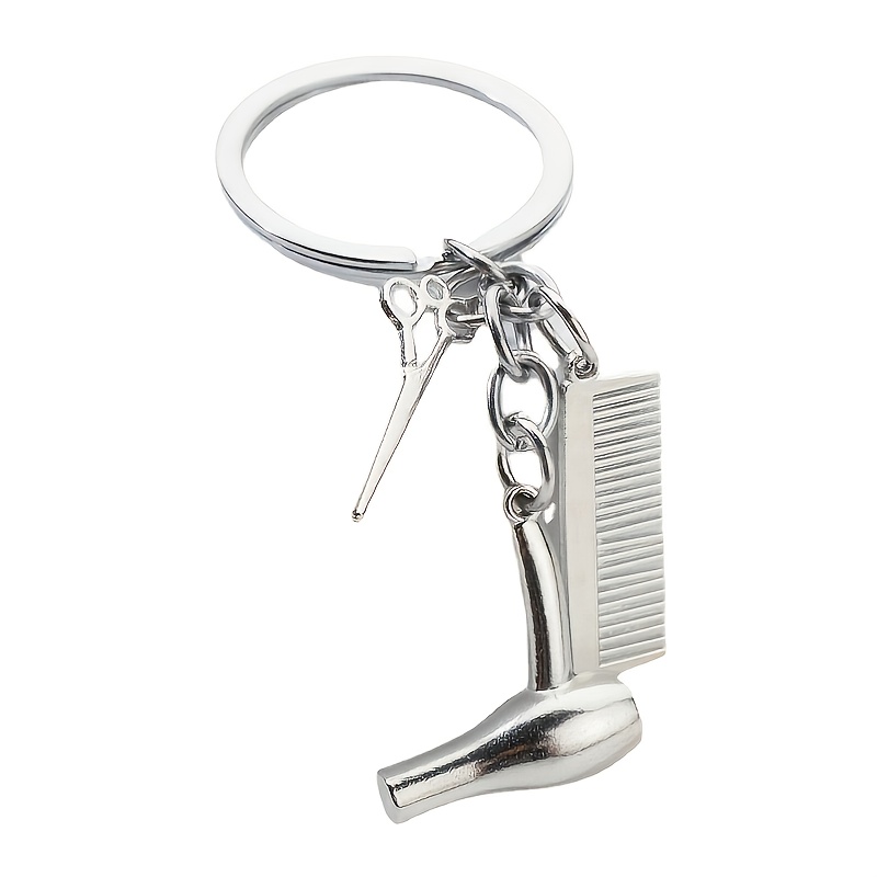 1pc Hairdresser Hair Dryer,Scissor,Comb Charm Pendant Keychain Keyring,Perfect for Salon Owner,or Hair Stylist Gift Jewelry Graduation Gift,Temu