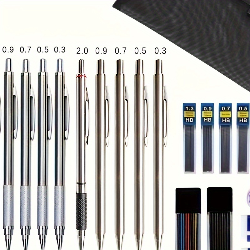 

Premium Metal Mechanical Pencil Set With Case - 0.3mm To 2.0mm Leads, Hb Black/color, Ideal For Art & Sketching, Includes Sharpener Colored Pencil Set With Case Colored Lead Mechanical Pencil