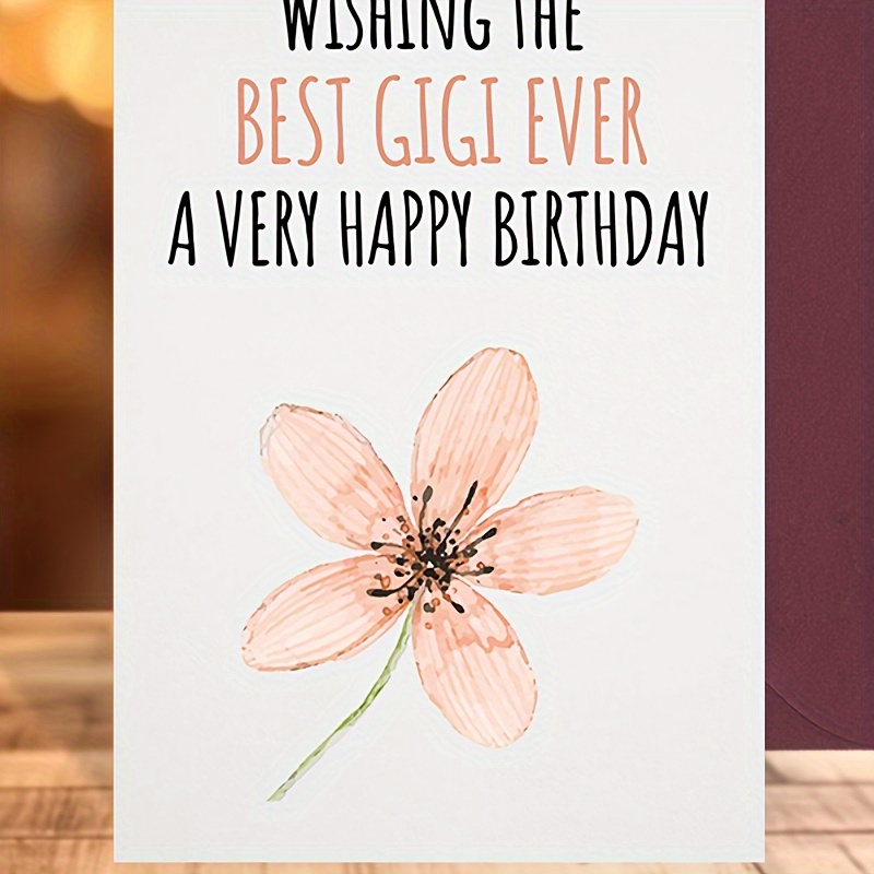 

Mother's Day Greeting Card For Anyone - Best Gigi Ever Birthday Wishes With Pink Flower Design - 1pc