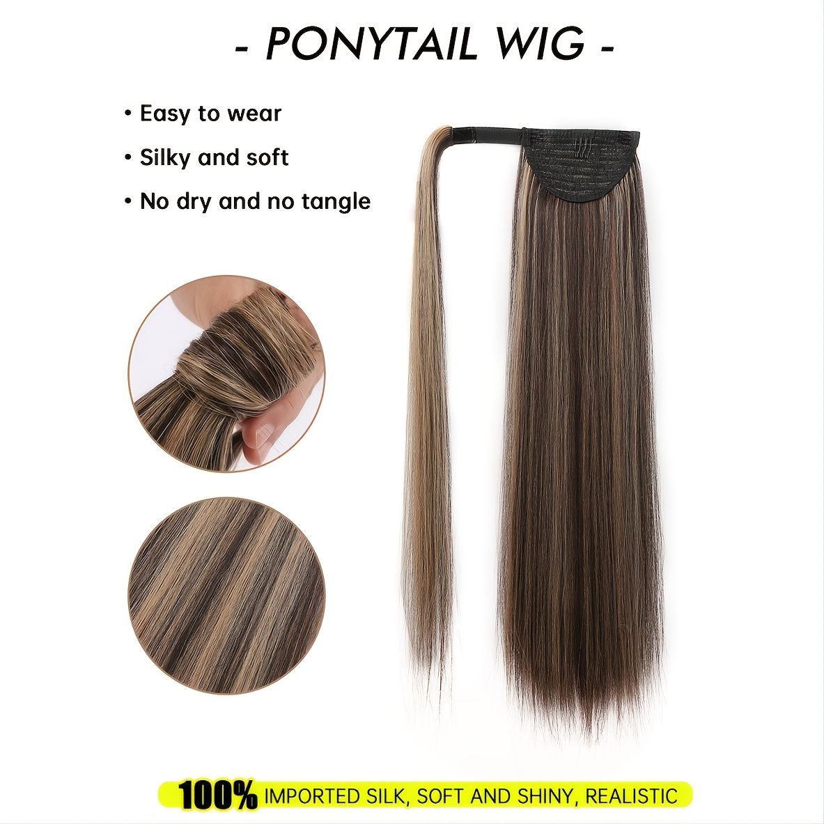 Ponytail Extension Long Straight Wrap Clip Synthetic Hair Heat Resistant Synthetic  Wig For Daily Party Cosplay - Beauty & Personal Care - Temu