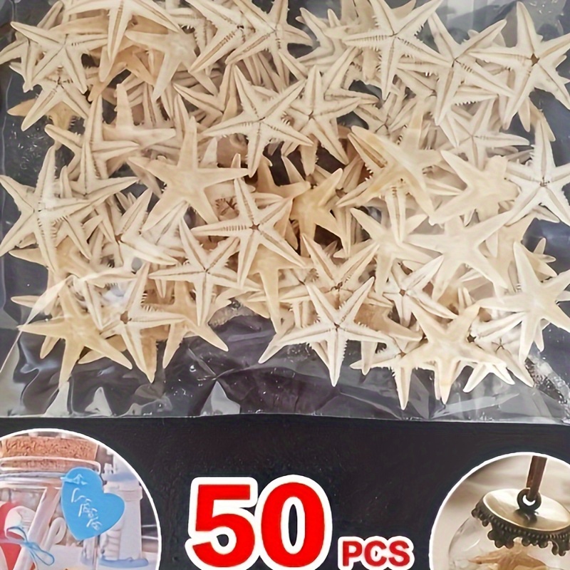

50-piece Mini Starfish For Crafts - Realistic Sea Shell Beach Decor, 0.5"-1.2", Perfect For Fish Tank Ornaments & Wishing Bottles