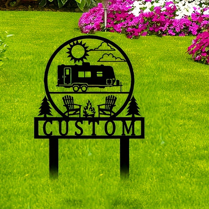 

Customizable Metal Camping Sign - Personalized Family Marker, Weatherproof & Heat Resistant For Rv, Yard Decor, Outdoor Display - Unique Gift With Camper & Nature Motif, No Power Required