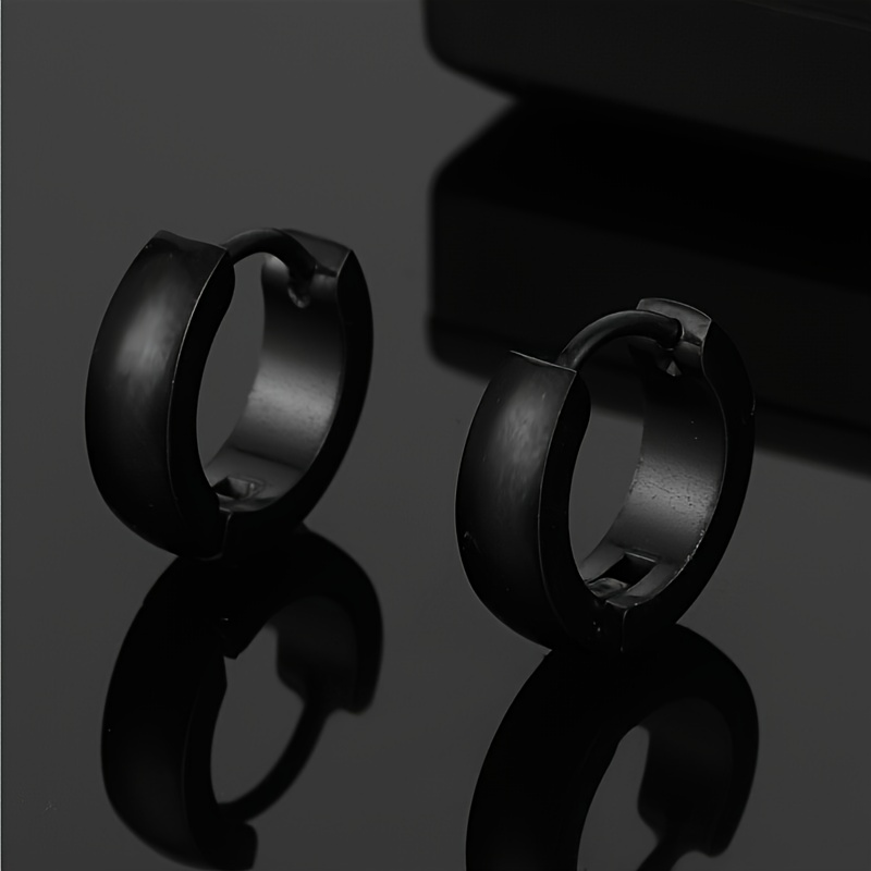 Men's Titanium Steel Round Ear Stud Earrings