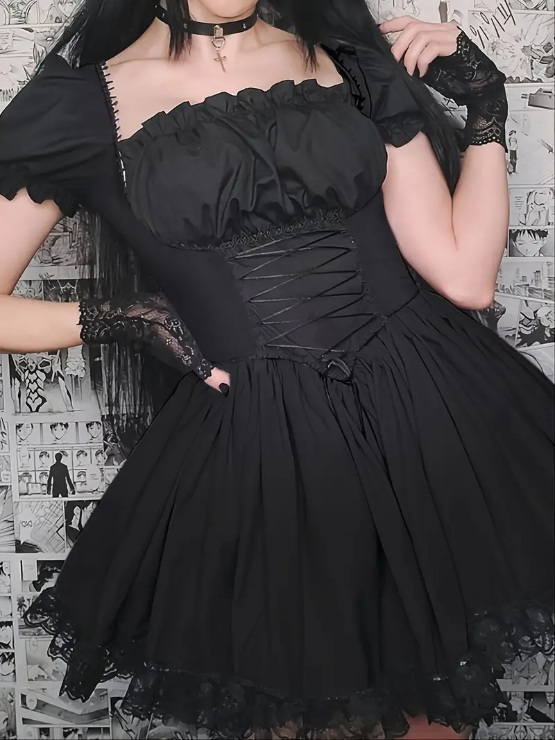 Fashion Dress Gothic Vintage Romantic Casual Goth Dress For Women S-2xl