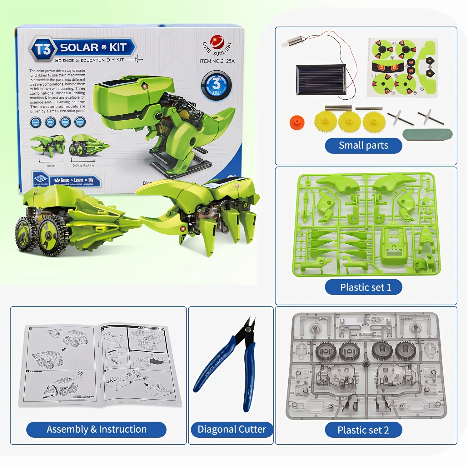 Petsta Robot Dinosaur Toys, 3-in-1 Solar Robot Kit, Stem Projects for Kids Ages 8-12, Building Games Robot Toys for 8 9 10 11 12 Year Old Boys Girls