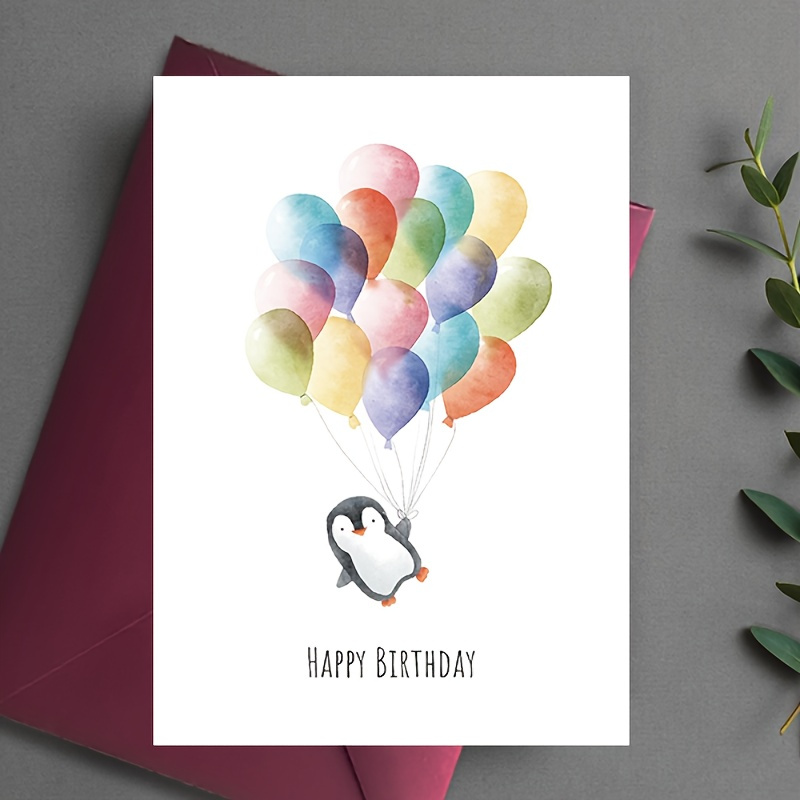 

1pc, Birthday Card, Is At Balloons Floating , A Warm And . Suitable For Gifting To , Birthday Card