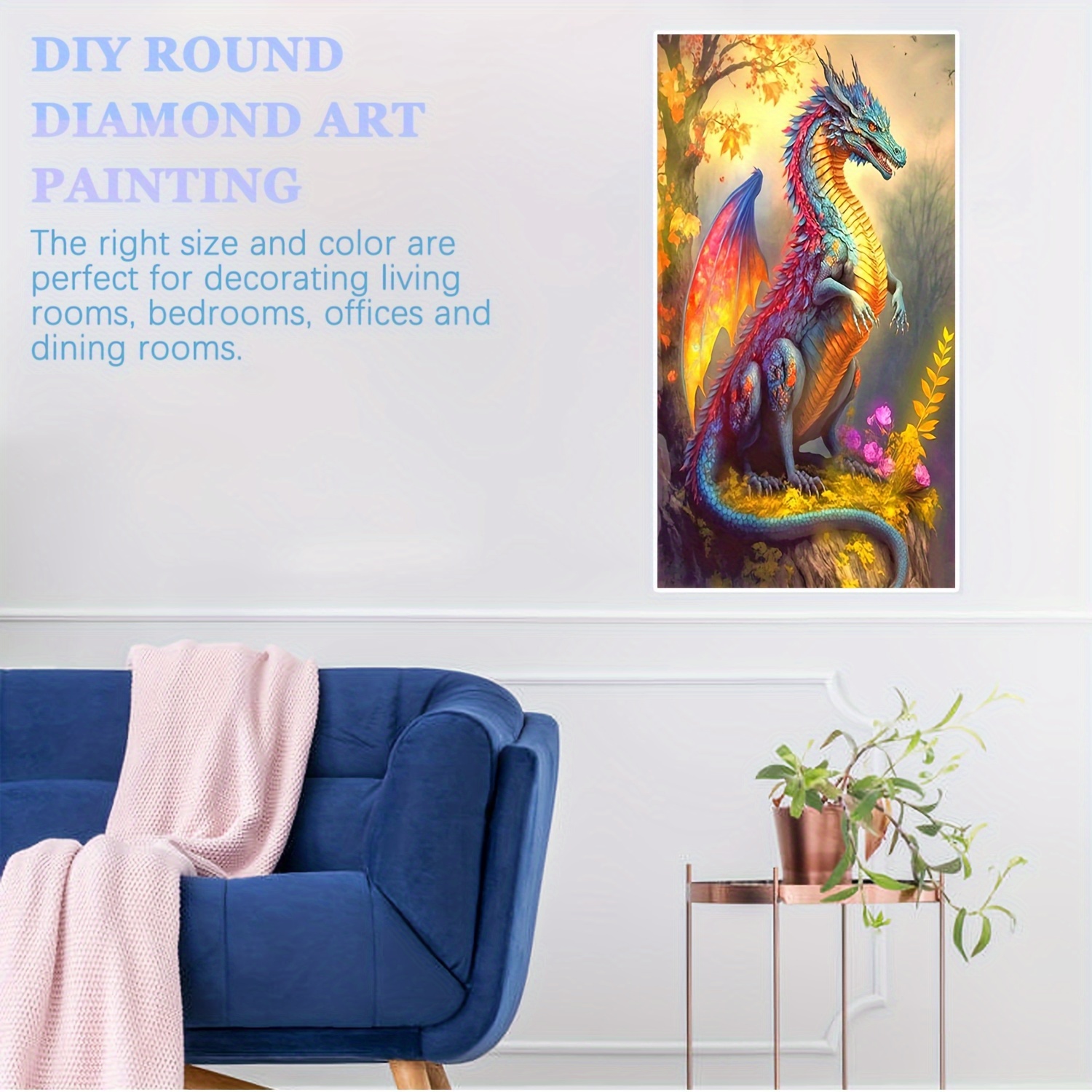 5D DIY Diamond Painting For Adults And Beginners Dragon Diamond Painting  For Living Room Bedroom Decoration 30*30cm/11.8inx11.8inch