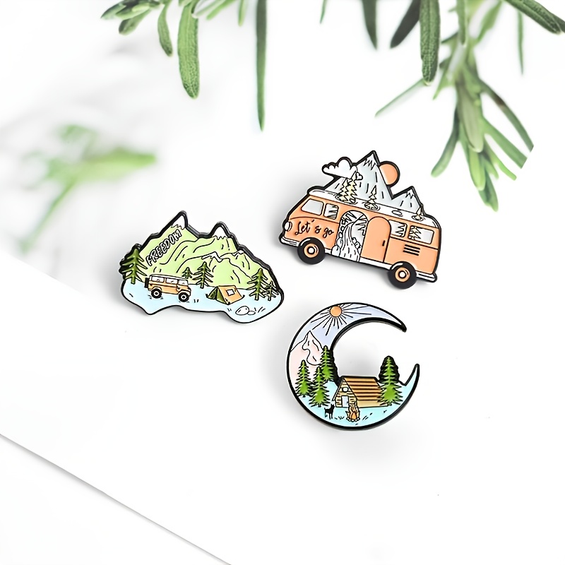 Moon Mountain Bus Cartoon Brooch