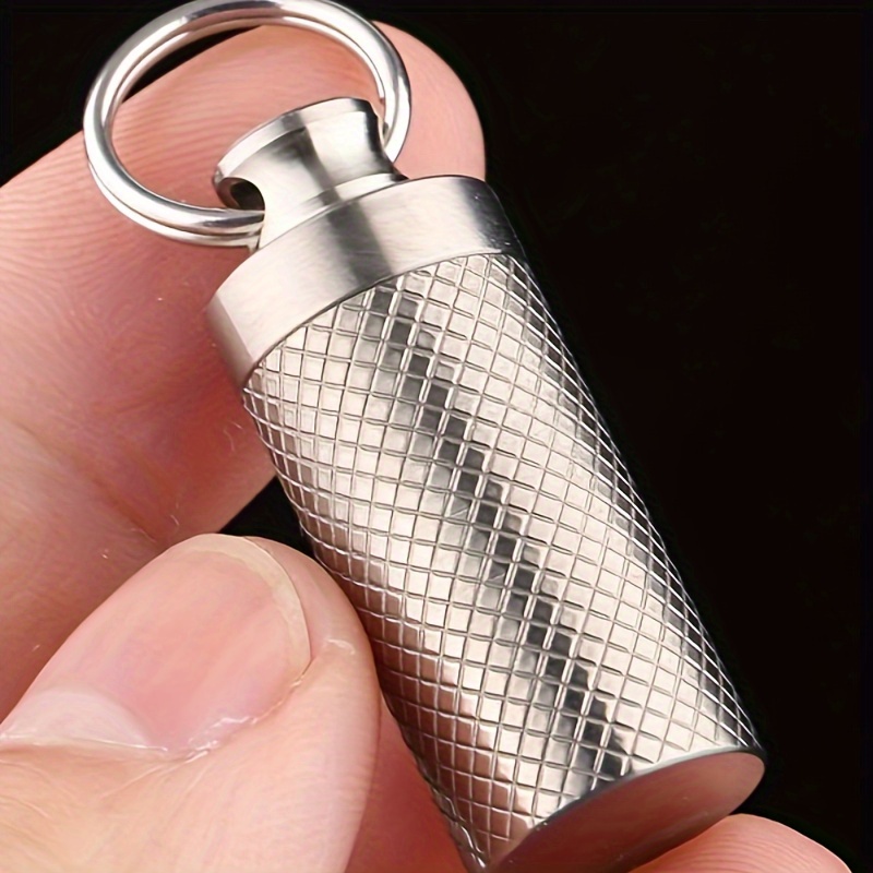 

Aluminum Alloy Pill Keychain - Medication Capsule Container Key - Portable Supplement