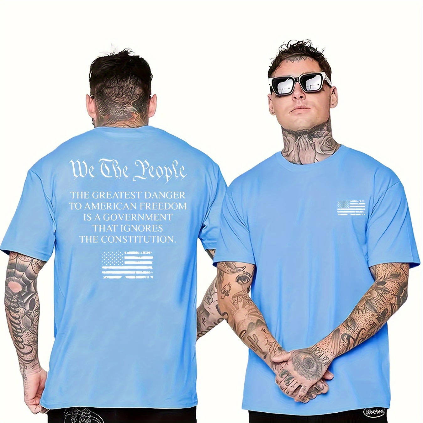 

Graffiti We The People And Usa Flag Graphic Print, Men's Comfy T-shirt, Casual Fit Tees For Summer, Men's Clothing Tops For Daily Activities