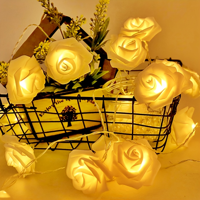 1 guirlande lumineuse LED fleur de rose blanche 4 9 pieds 10 - Temu Canada