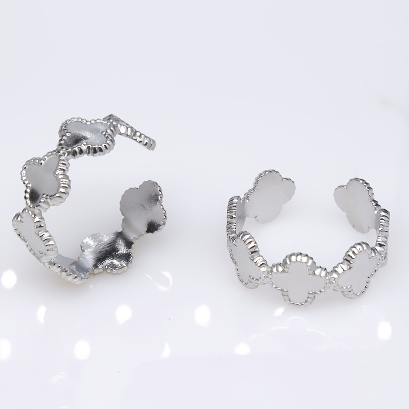 Vintage Four Leaf Clover Open Ring for Autumn/Winter