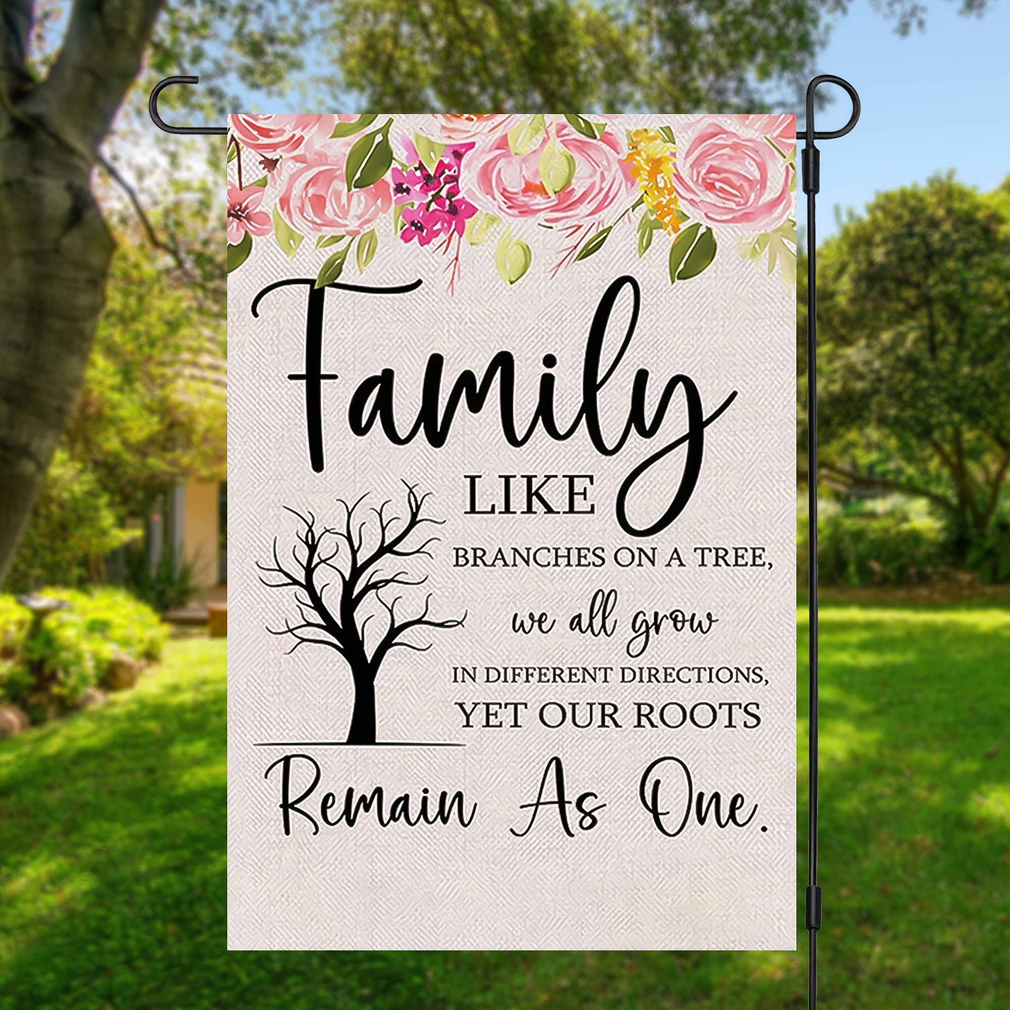 

1pc, Family Tree Slogan Garden Flag, Spring Summer Garden Flag, Double Sided Garden Yard Flag, Home Decor, Outside Decor, Yard Decor, Garden Decor, Holiday Decor, No Flagpole