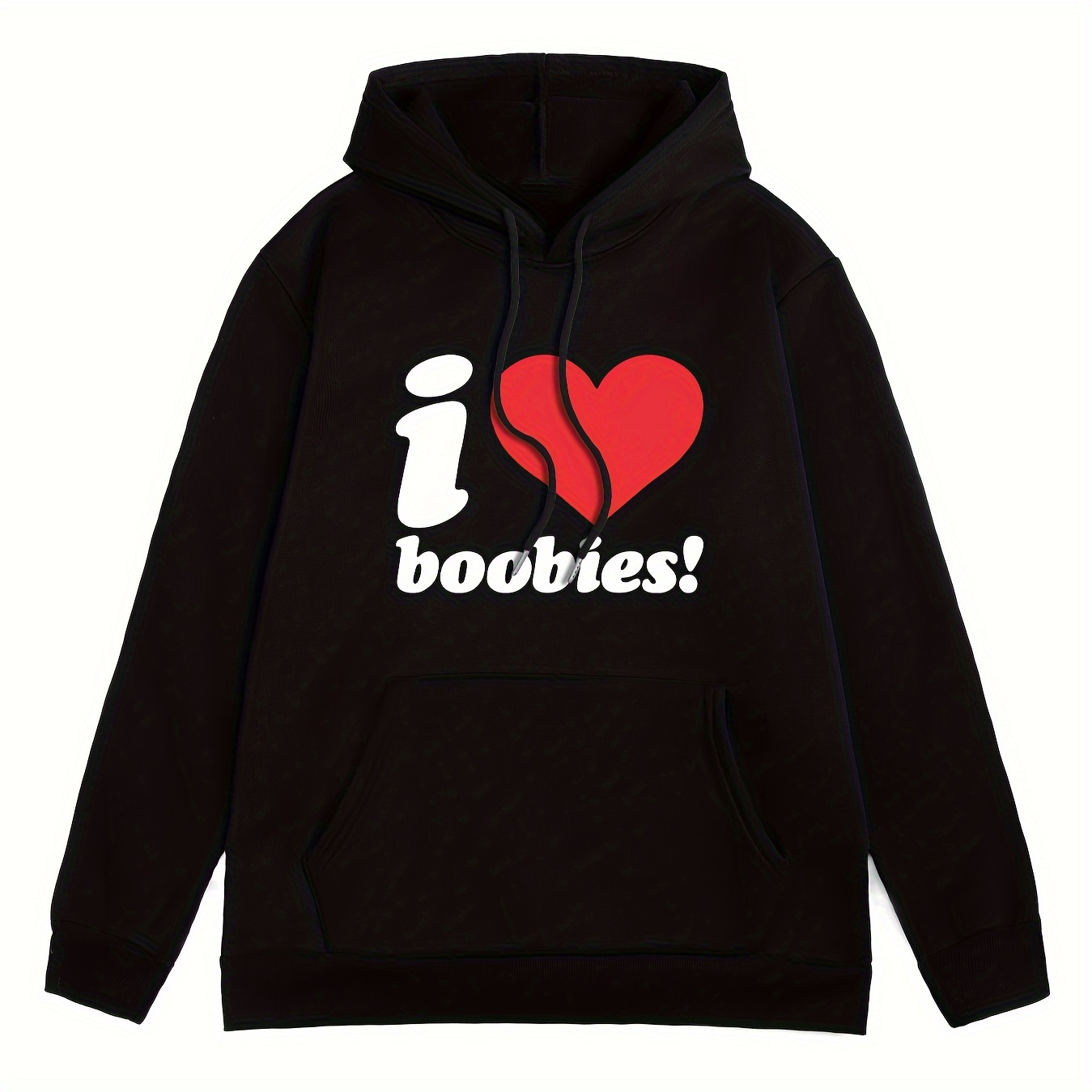 

I Love Boobies! Print Hoodie, Cool Sweatshirt For Men, Men's Casual Hooded Pullover Streetwear Clothing For Spring Fall Winter, As Gifts