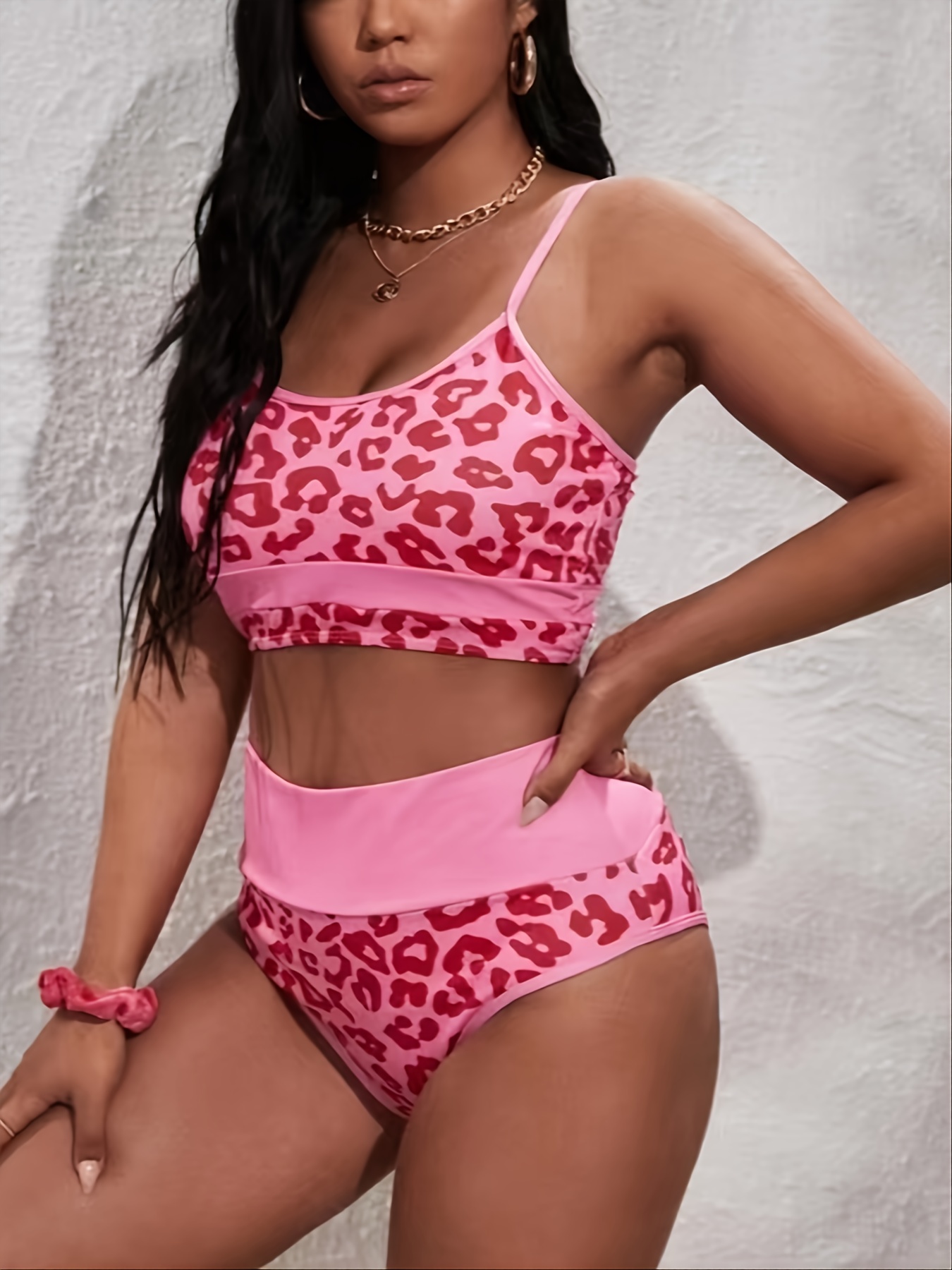 high waist bikini leopard