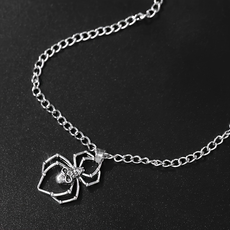 Vintage Spider Skull Pendant Necklace