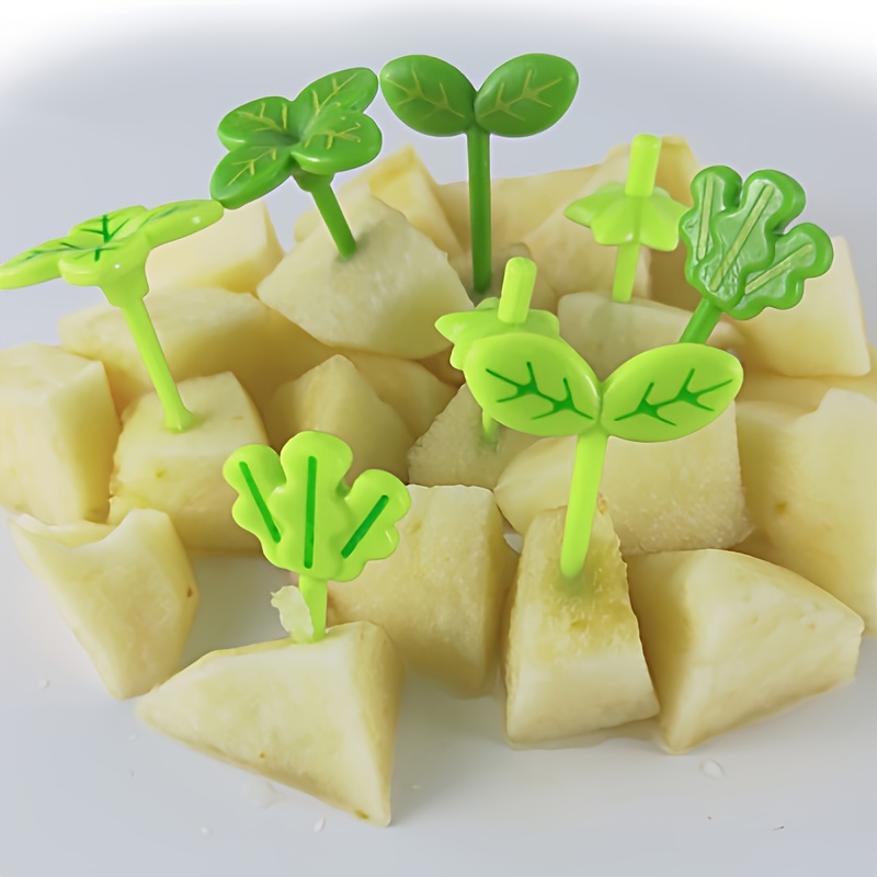 Mini Cartoon Food Picks Fruit Forks Toothpick Leaves Plastic - Temu