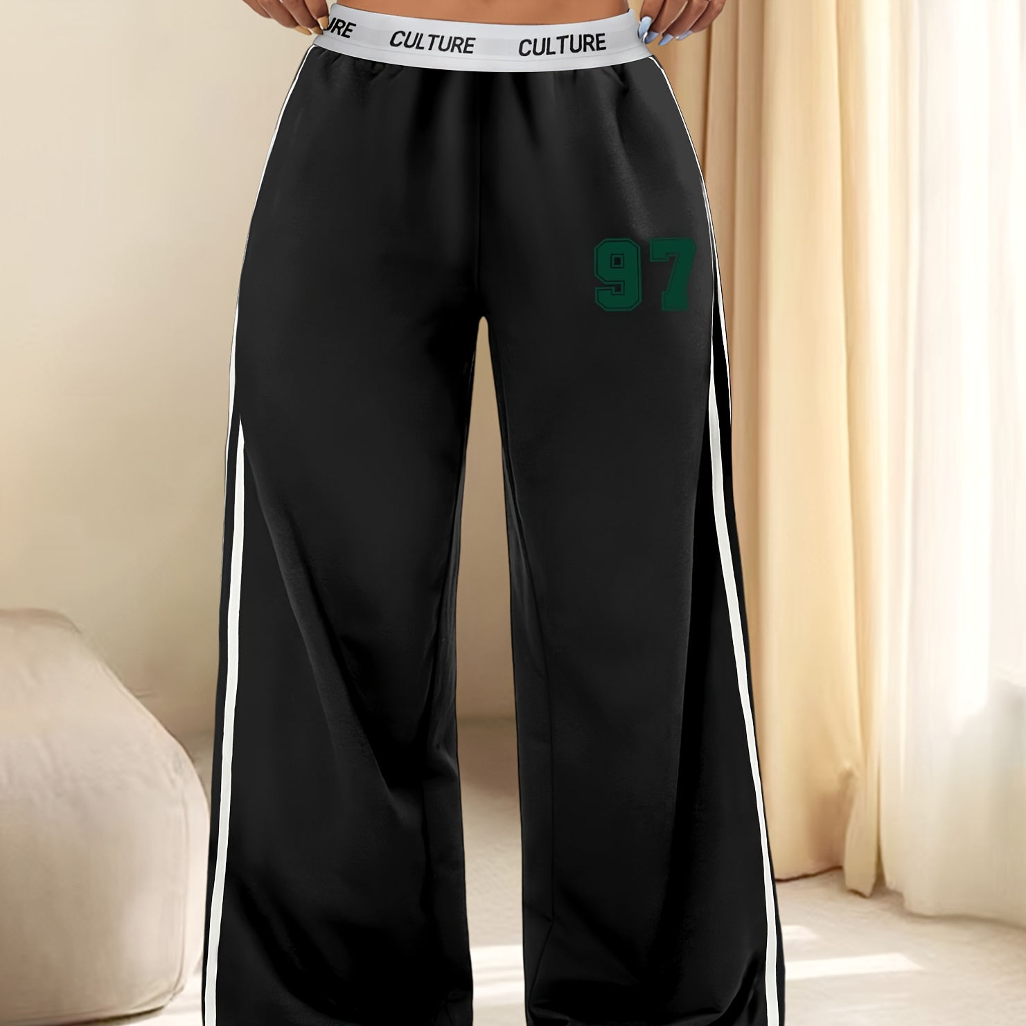 

Women's Polyester Pants , -waist -leg Sweatpants , -pattern , - Adult Trousers