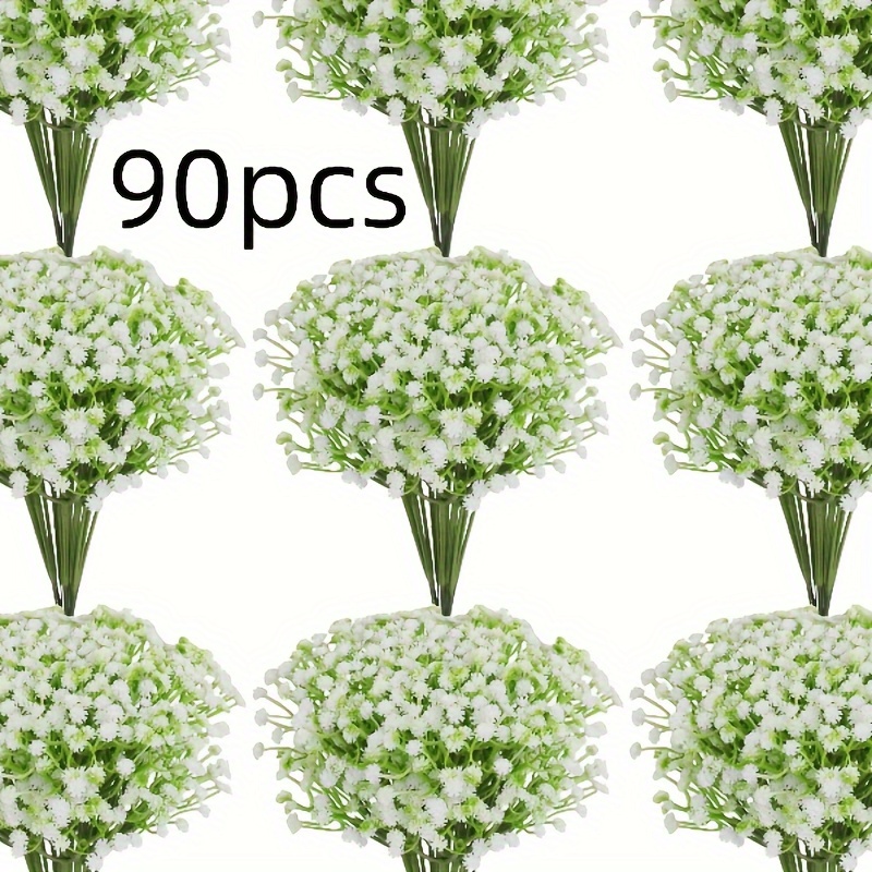 

90pcs Premium Artificial Gypsophila Bouquet - Real Touch Flowers With Stems For Weddings, Birthdays, Bridal Showers & Home Decor