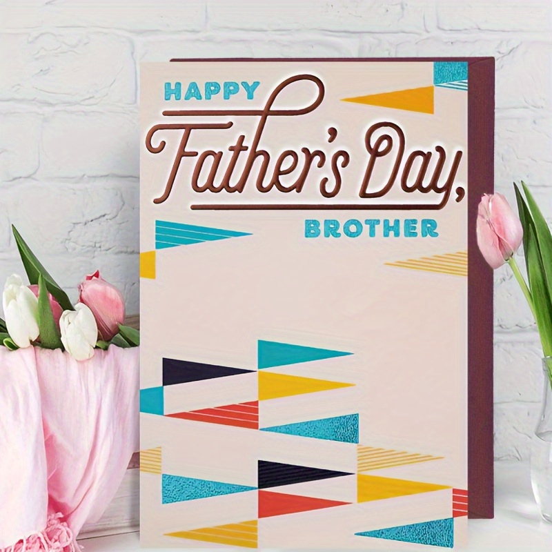 

Happy Father's Day Brother Greeting Card - 1pc Retro Brown Font Design For Men's Father's Day Gift Card