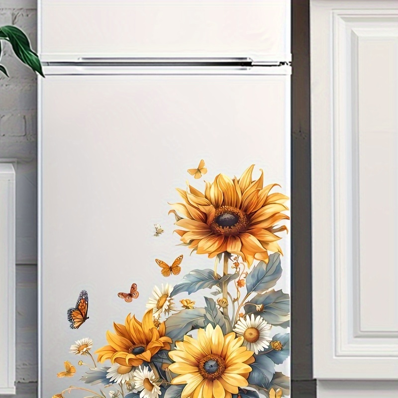 

2d Flat, Vibrant Sunflower & Waterproof Pvc Fridge Magnet - Easy-to-apply Wall Sticker For Home Decor, Living Room, Bedroom, Dorms With Removable & Reusable Design, Magnets For Fridge, Room Decor