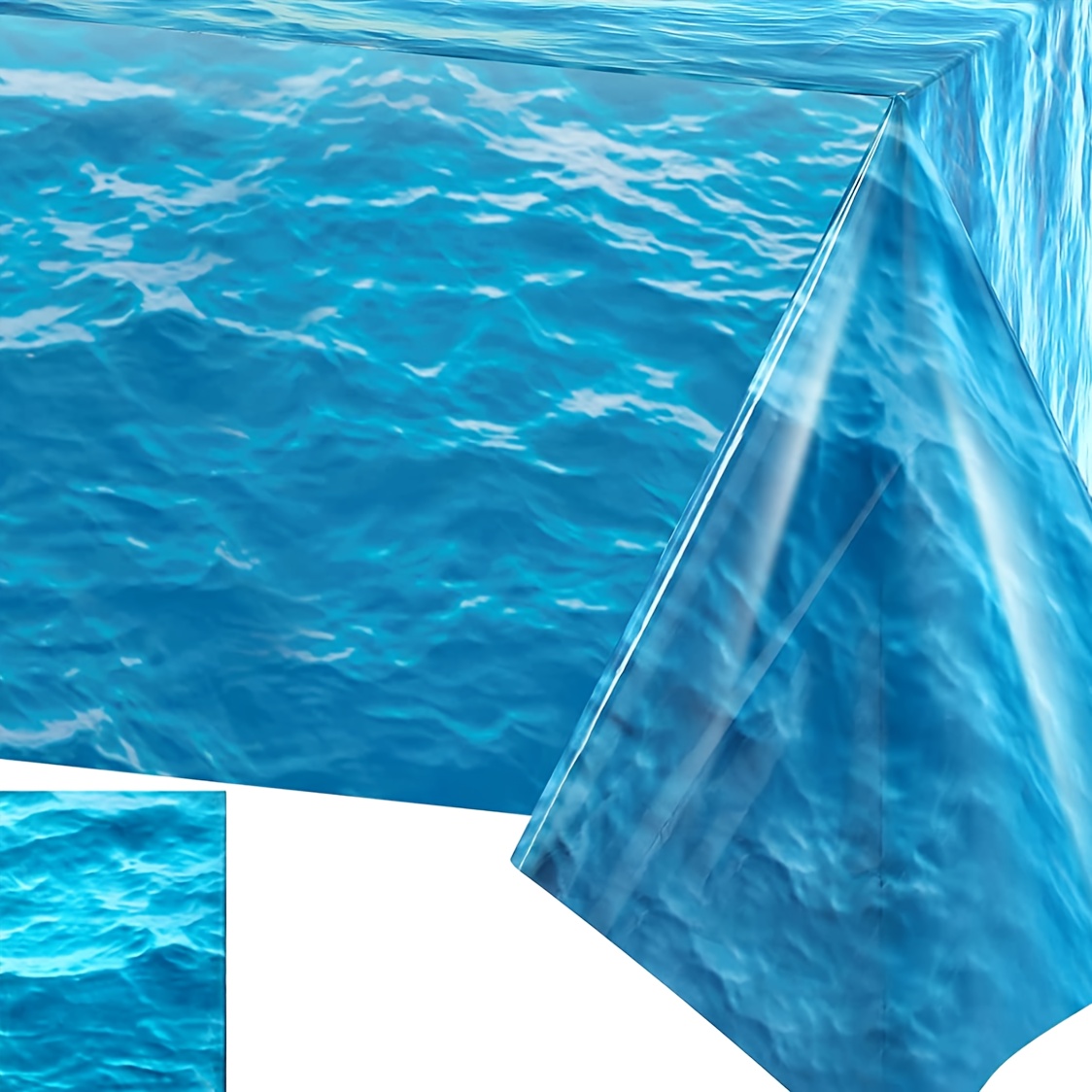 Tovaglia in plastica sfumata con onde oceaniche Blu cielo al mare