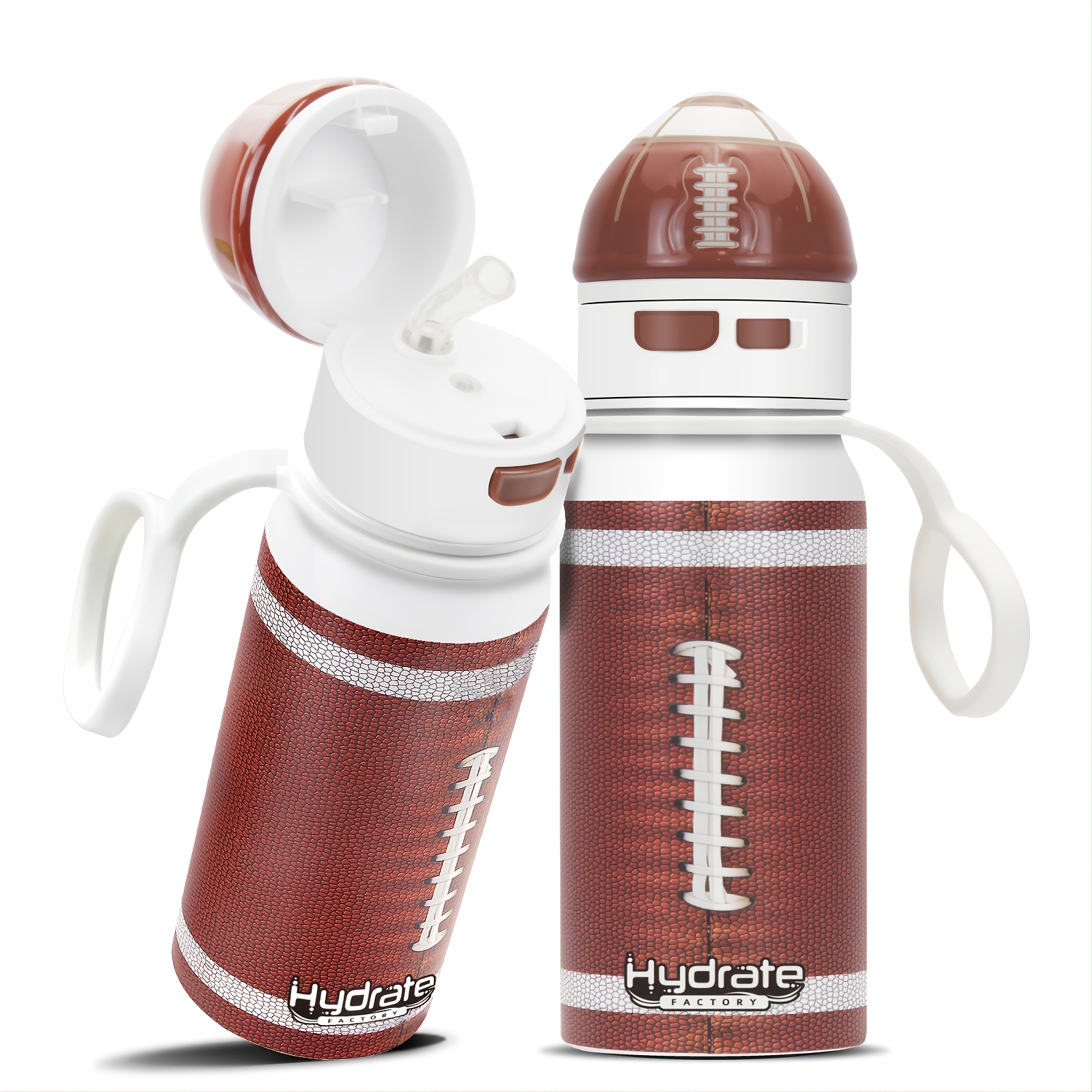  Botella de agua personalizada de acero inoxidable de fútbol con  tapa de pajita, botella de agua deportiva de 20 onzas personalizable :  Deportes y Actividades al Aire Libre