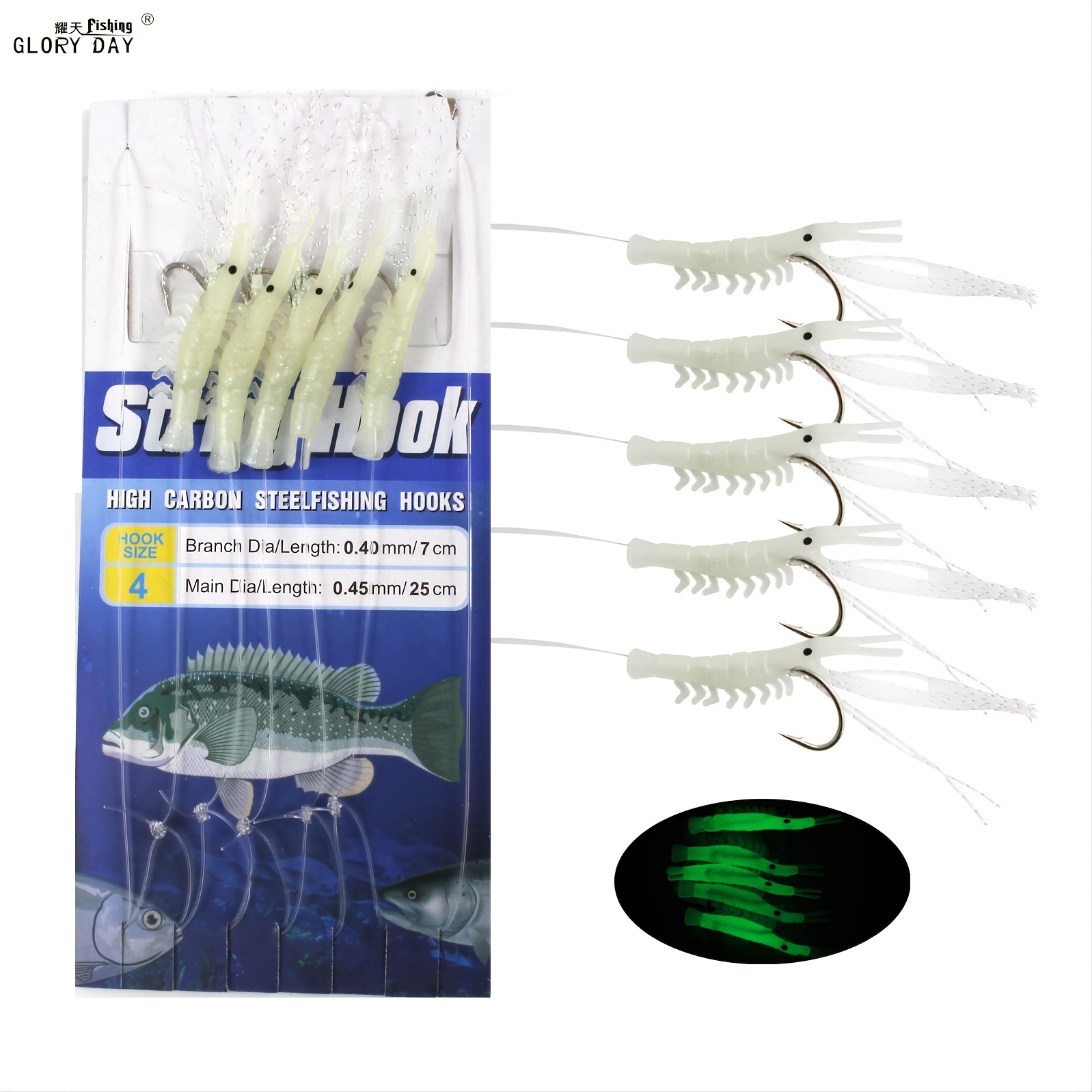 10Packs Fishing Rigs 6 Hook/Set Rainbow Skin Silk String Hook