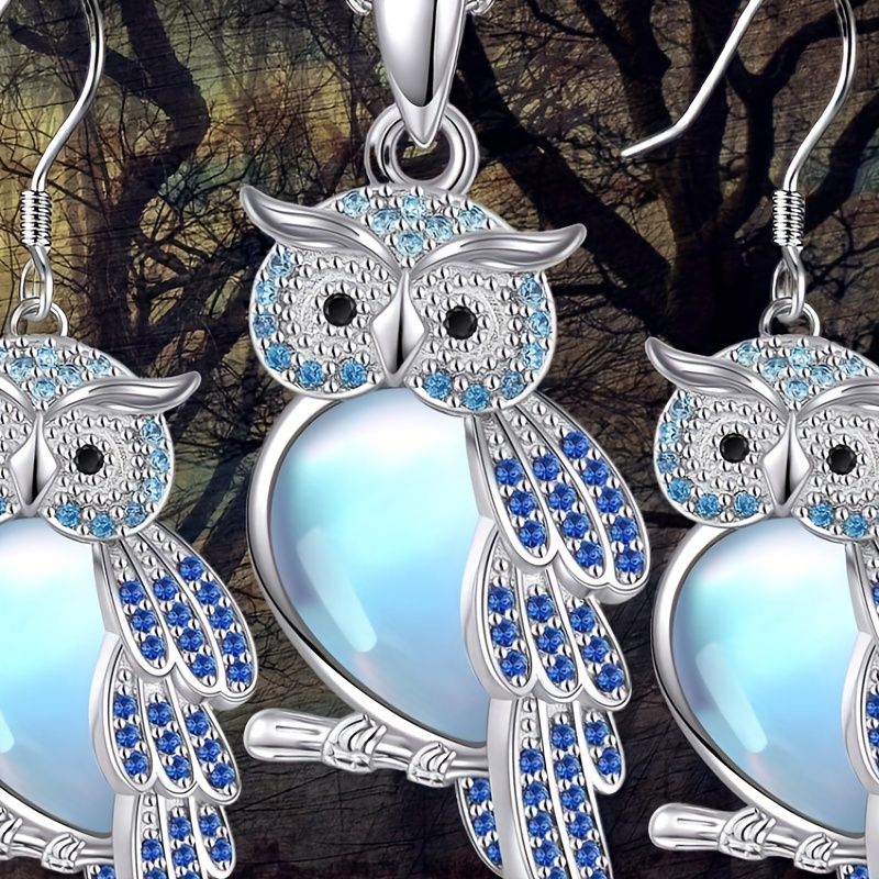 

Chic Owl-themed Jewelry Set - 3pcs Necklace & Earrings With 'i Love You' In Languages Pendant, Rhinestone Accents, Alloy