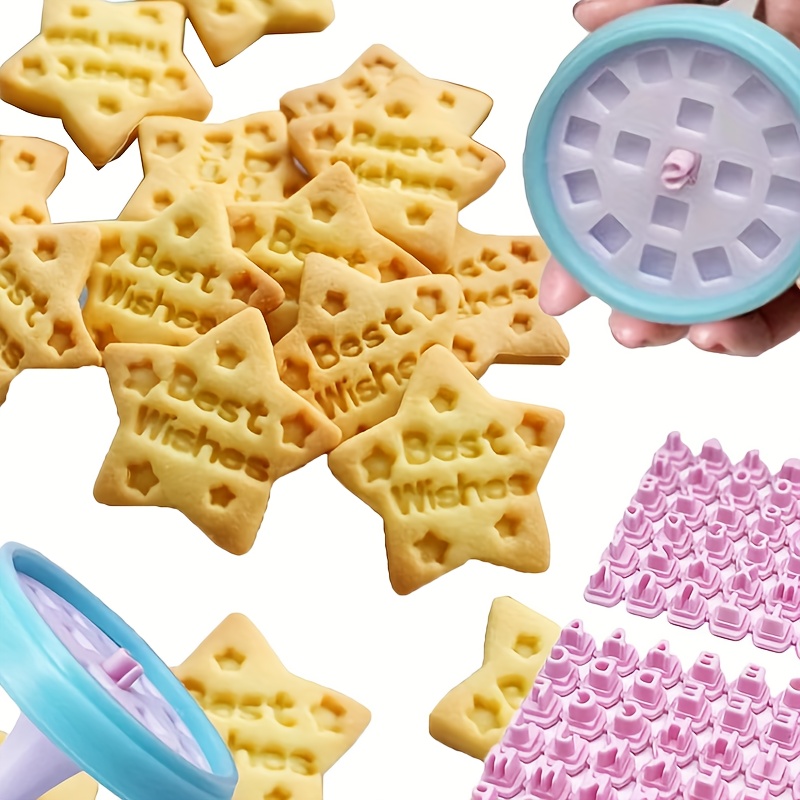 

4pcs/set Letter And Number Biscuit Stamps Embosser, Biscuit Mold, Fondant Stamp, Personalized Diy Christmas Biscuits Cutter, Kitchen Accessories, Baking Tools, Diy Supplies