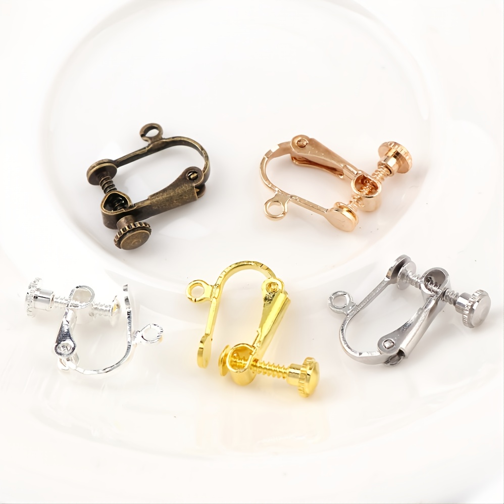 8pcs Copper Ear Clips, Converter Clips On Earring Converter Components For  No-Pierced Ears With Screw Adjustment