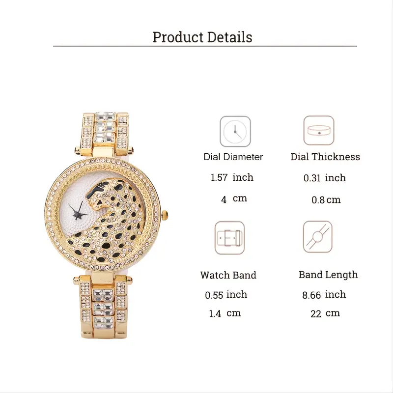 5pcs set rhinestone leopard fancy women watches jewelry sophisticated and stylish women watch unique ladies watches 3