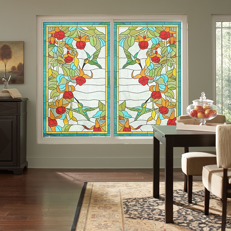 European Retro Stained Glass Sticker Bathroom Window Antipeeping Sticker Home & Kitchen Temu