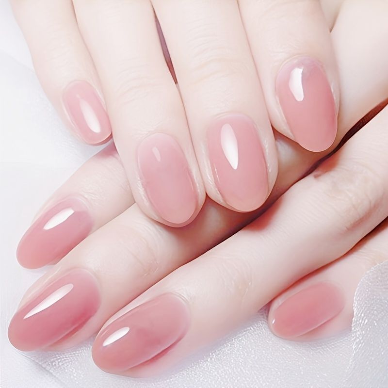 Nude Pink Press On Nails Short Length Fake Nails Oval Shape False Nails  Acrylic Full Cover Artificials Nails For Women And Girls - Beauty &  Personal Care - Temu