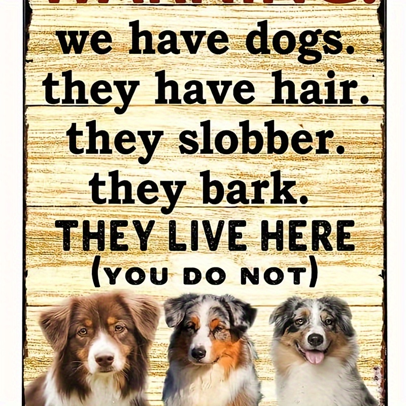 

1pc Vintage Warning They Live Here Australian Shepherd Dog Sign For Home Kitchen Farmhouse Garden Wall Decoration 7.9x11.9inch Aluminum