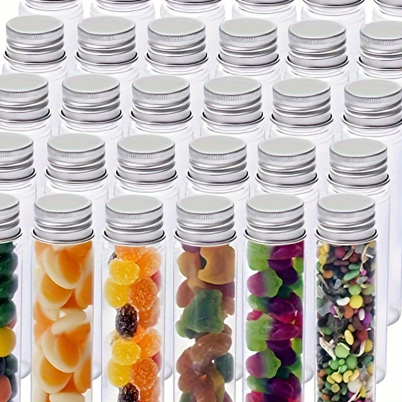 

25-pack Plastic Tubes With Aluminum Screw Caps, Multipurpose Transparent Storage Containers For Candy, Bath , Beads, And Liquids, Bpa-free &