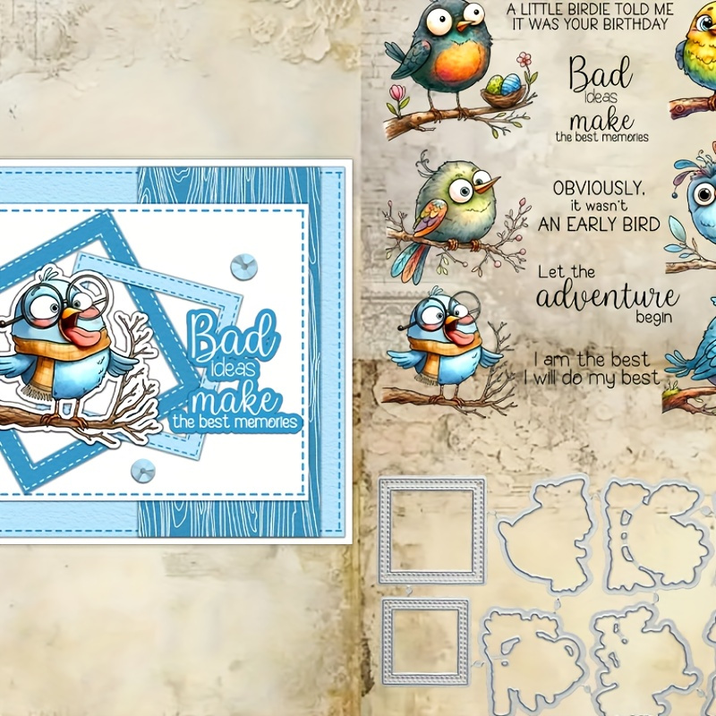 

Yixuan Fat Little Birds Clear Stamps And Cutting Dies - Perfect For Diy Scrapbooking, Art Creation, And Graduation Cards