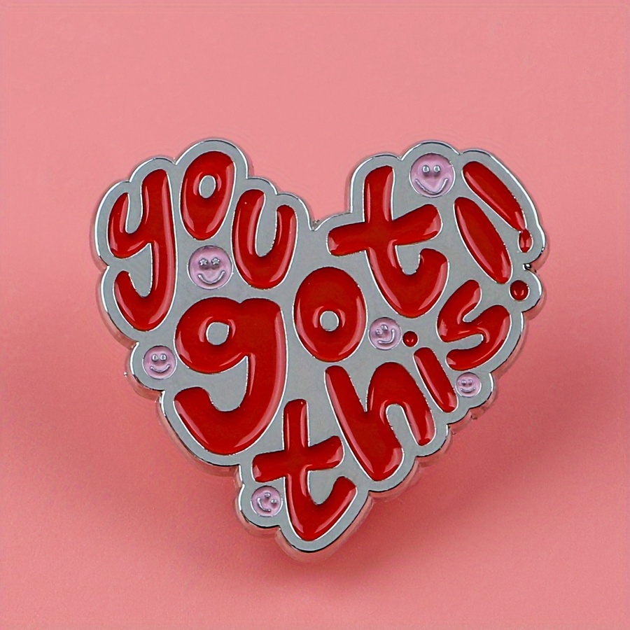 

Dmlsky Motivational Enamel Pin - Zinc Alloy Heart-shaped Brooch For Backpacks, Clothing, And Gift Accessories, 1pc