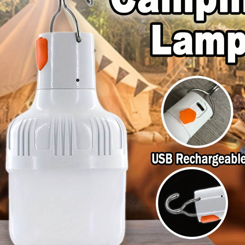 

1pc Usb Rechargeable Hang Lamp, Portable Night Light With Hook -for Emergency, Camping, Adventure, And Fishing, Abs Flash Emergency Work Lights